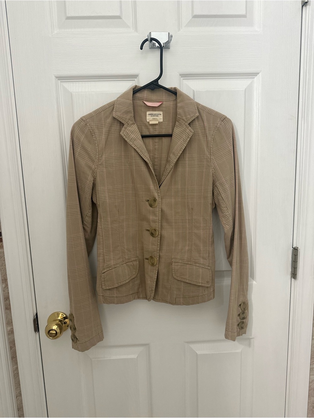 American Eagle Outfitters Tan Plaid Women’s Blazer Jacket